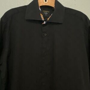 Johnny Fly Men's Black Medium Long Sleeve‎ Retro Button Down